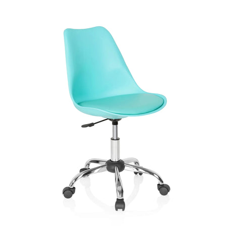 Thuisgebruik bureaustoel FANCY PRO in turquoise met verchroomd onderstel en wieltjes van hjh OFFICE