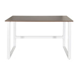Bureau WORKSPACE LIGHT I in walnoot en wit met U-vormige poten van hjh OFFICE – 360-gradenweergave (vooraanzicht 0°)