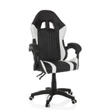 Zwart-witte Gamestoel GAMEBREAKER W02 met vijfpootkruis met zwenkwielen van MyBuero – 360-gradenweergave (schuin vooraanzicht 30°)