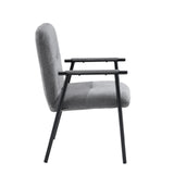 Zijaanzicht van de grijze gestoffeerde fauteuil Lifea Flex met zwarte armleuningen van hjh LIVING