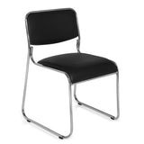 Zwarte bezoekerstoel KOLTA met bekleding en chromen frame van hjh OFFICE – 360-gradenweergave (schuin vooraanzicht 40°)