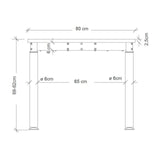 Maßzeichnung des höhenverstellbaren Schreibtisches YAMA 12 S mit einer Tiefe von 80 cm von hjh OFFICE PRO