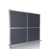 Grijze Scheidingswand FLEXMIUT MODUL met zilverkleurig frame en standvoeten van hjh OFFICE