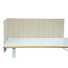 Beige tafelverdeler FLEXMIUT ROLL met verticale stiknaden op een wit bureau van hjh OFFICE