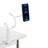 Witte houder voor mobiele telefoon & tablet FLEXMOBI I met flexibele zwanenhals en tafelklem van hjh OFFICE