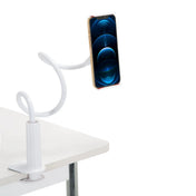 Witte houder voor mobiele telefoon & tablet FLEXMOBI I met flexibele zwanenhals en tafelklem van hjh OFFICE