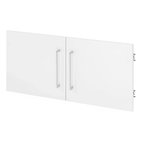 Witte dubbele deuren FlexWall met twee zilverkleurige klinken van hjh OFFICE PRO