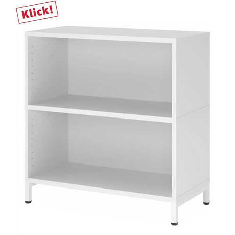 Witte kast FlexWall met twee open planken en een sokkel van hjh OFFICE PRO