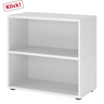 Witte FlexWall stelling met twee open planken en zwarte poten van hjh OFFICE PRO