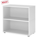 Witte FlexWall stelling met twee open planken en zwarte poten van hjh OFFICE PRO