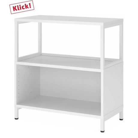 Witte kast FlexWall met twee open planken en een sokkel van hjh OFFICE PRO