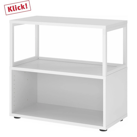 Witte plank FlexWall met twee open planken en zwarte poten van hjh OFFICE PRO