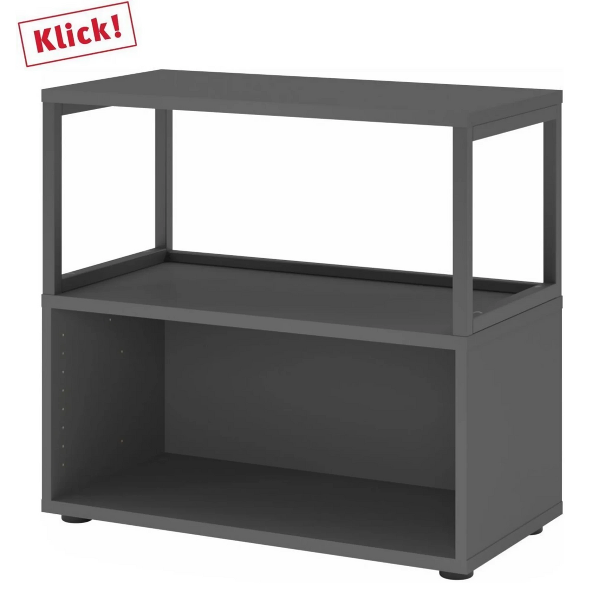 Stelling FlexWall in grafiet met open frame, twee legplanken en stelvoeten van hjh OFFICE PRO