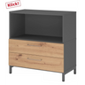 Dressoir FlexWall in grafiet en essen eiken met open vak en twee laden van hjh OFFICE PRO