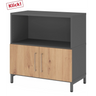Sideboard FlexWall in grafiet en essen eiken met open vak en twee deuren van hjh OFFICE PRO