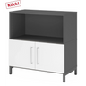 Sideboard FlexWall in grafiet en wit met twee deuren en een open vak van hjh OFFICE PRO