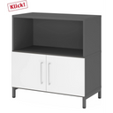 Sideboard FlexWall in grafiet en wit met twee deuren en een open vak van hjh OFFICE PRO
