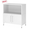 Witte onderkast FlexWall met open vak, twee deuren en een plint van hjh OFFICE PRO