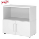 Wit sideboard FlexWall met open vak en twee deuren op poten van hjh OFFICE PRO