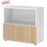 Lowboard FlexWall in wit en eiken met open vak en twee deuren van hjh OFFICE PRO
