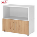 Sideboard FlexWall in wit en knoestig eiken met open vak en twee deuren van hjh OFFICE PRO