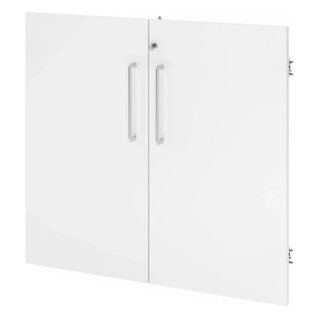 Witte dubbele deuren FlexWall met twee zilverkleurige handgrepen van hjh OFFICE PRO