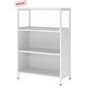 Witte kast FlexWall met drie open vakken en een plintonderstel van hjh OFFICE PRO