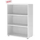 Witte kast FlexWall met drie open planken en zwarte pootjes van hjh OFFICE PRO