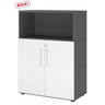 Archiefkast FlexWall in grafiet en wit met twee deuren en een open vak van hjh OFFICE PRO