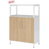 Kast FlexWall met fronten in eikenlook, wit frame en plintframe van hjh OFFICE PRO