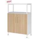 Kast FlexWall met fronten in eikenlook, wit frame en plintframe van hjh OFFICE PRO
