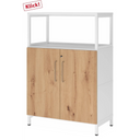 Kast FlexWall met fronten in essen-eiken, wit frame en plintonderstel van hjh OFFICE PRO