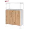 Kast FlexWall met fronten in essen-eiken, wit frame en plintonderstel van hjh OFFICE PRO