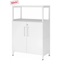 Witte archiefkast FlexWall met twee deuren, opzetstuk en sokkel van hjh OFFICE PRO
