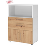 Modern FlexWall dressoir in wit en essenrobuust met twee laden en een vak van hjh OFFICE PRO