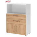 Modern FlexWall dressoir in wit en essenrobuust met twee laden en een vak van hjh OFFICE PRO