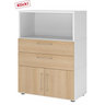 Bureaucommode FlexWall in wit en eiken met twee lades, een vak en een kastje van hjh OFFICE PRO