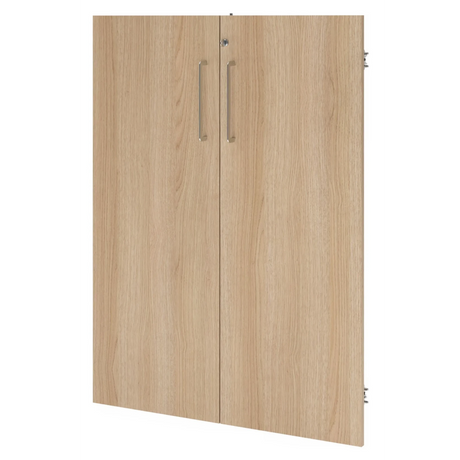 Tweedeurs kast FlexWall in eikenlook met twee zilverkleurige handgrepen van hjh OFFICE PRO
