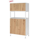 Archiefkast FlexWall in rustiek eiken met wit frame, twee deuren en sokkelonderstel van hjh OFFICE PRO