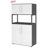 Archiefkast FlexWall in grafiet en wit met twee deuren, open frame en stelvoeten van hjh OFFICE PRO