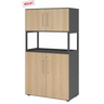 Archiefkast FlexWall in grafiet en eiken met twee deursecties en een open middenbord van hjh OFFICE PRO