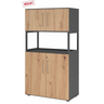 Archiefkast FlexWall in essen-eiken en grafiet met twee deuren en een open vak van hjh OFFICE PRO