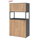 Archiefkast FlexWall in essen-eiken en grafiet met twee deuren en een open vak van hjh OFFICE PRO
