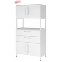 Wit dressoir FlexWall met twee deuren, twee laden en een open plank van hjh OFFICE PRO
