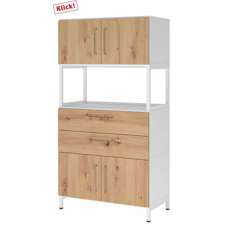 FlexWall | 4 OH | 2 x Türen + Schübe + Rahmen | mit Sockelgestell - buerostuhl24
