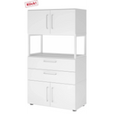 Witte archiefkast FlexWall met twee deuren, twee laden en een open plank van hjh OFFICE PRO