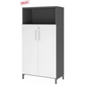 Archiefkast FlexWall in grafiet en wit met twee deuren, open vak en plintvoet van hjh OFFICE PRO