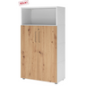Archiefkast FlexWall in wit en essen-eiken met twee deuren en een open vak van hjh OFFICE PRO