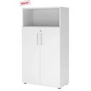 Witte archiefkast FlexWall met twee deuren, open vak en poten van hjh OFFICE PRO