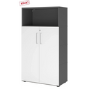 Archiefkast FlexWall in grafiet en wit met twee deuren en een open vak van hjh OFFICE PRO